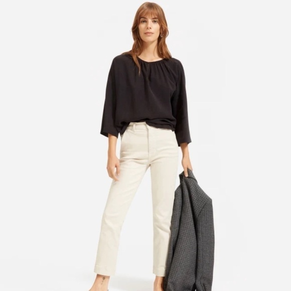EVERLANE The Shirred Cupro Blouse 4 Black - Picture 2 of 9
